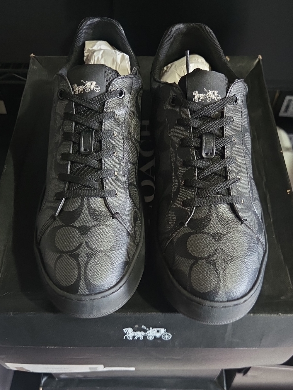 Coach Men's Charcoal Signature C Pattern Low-Top Sneakers